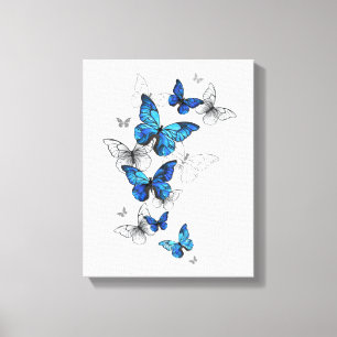 Blue Flying Butterflies Morpho Canvas Print