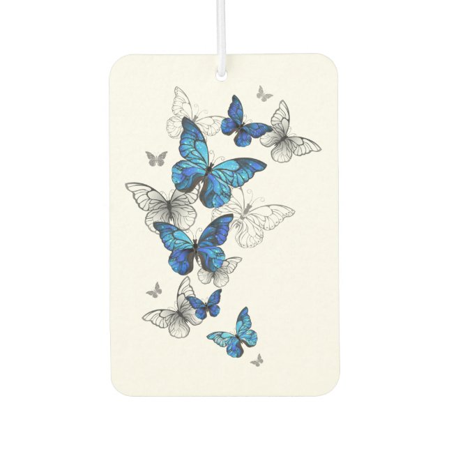 Blue Flying Butterflies Morpho Car Air Freshener (Front)
