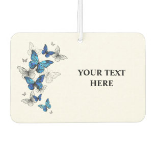 Blue Flying Butterflies Morpho Car Air Freshener