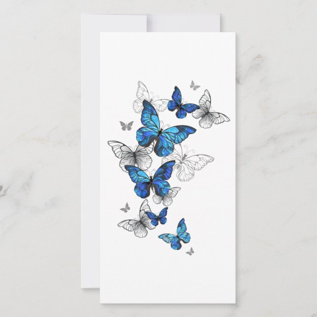 Blue Flying Butterflies Morpho Card (Front)