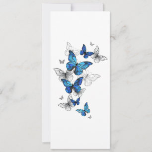 Blue Flying Butterflies Morpho Card