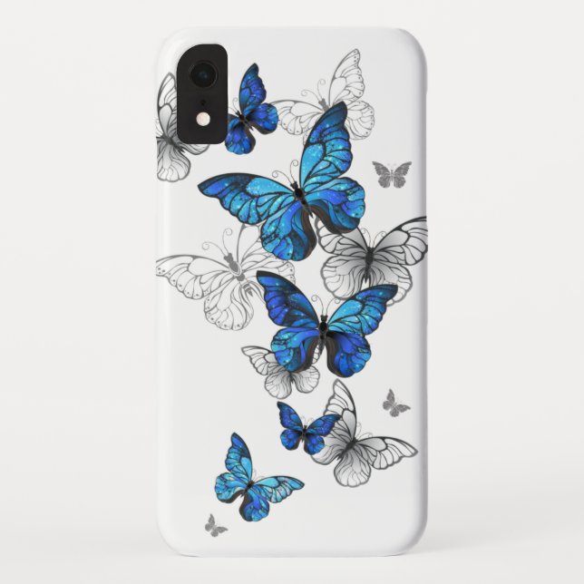 Blue Flying Butterflies Morpho Case-Mate iPhone Case (Back)