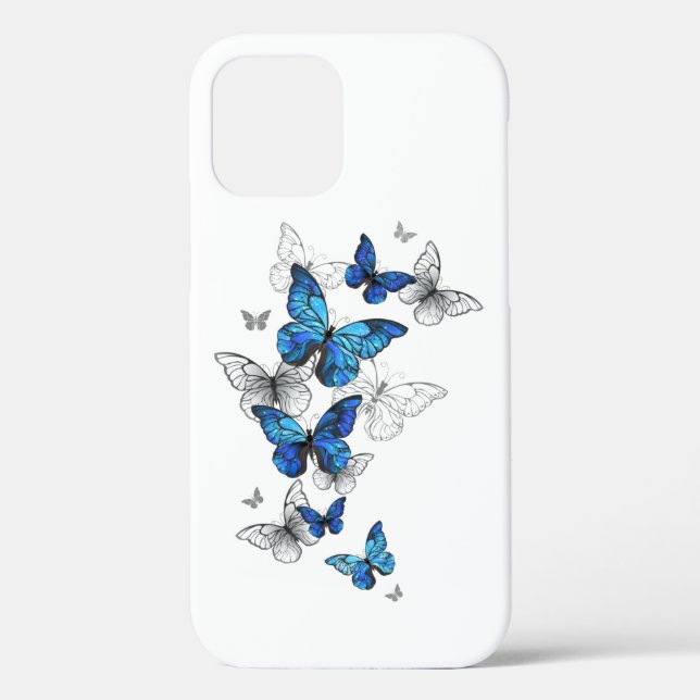 Blue Flying Butterflies Morpho Case-Mate iPhone Case (Back)