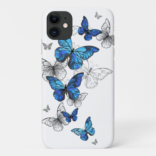 Blue Flying Butterflies Morpho Case-Mate iPhone Case (Back)