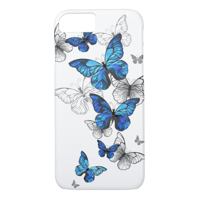 Blue Flying Butterflies Morpho Case-Mate iPhone Case (Back)