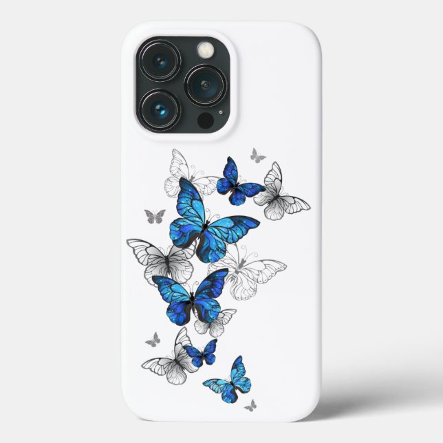 Blue Flying Butterflies Morpho Case-Mate iPhone Case (Back)