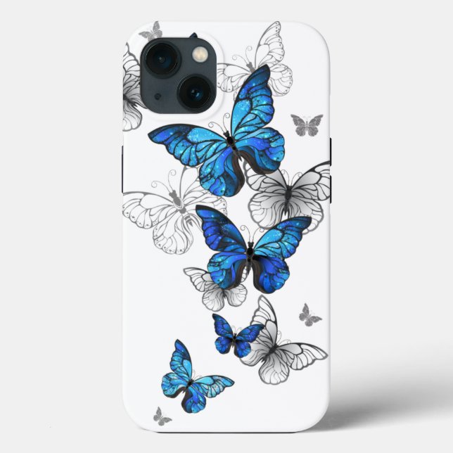 Blue Flying Butterflies Morpho Case-Mate iPhone Case (Back)