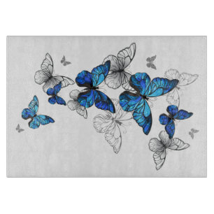 Blue Flying Butterflies Morpho Cutting Board
