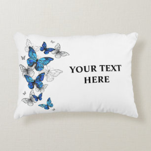Blue Flying Butterflies Morpho Decorative Cushion
