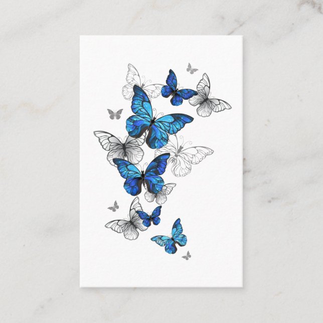Blue Flying Butterflies Morpho Discount Card (Front)