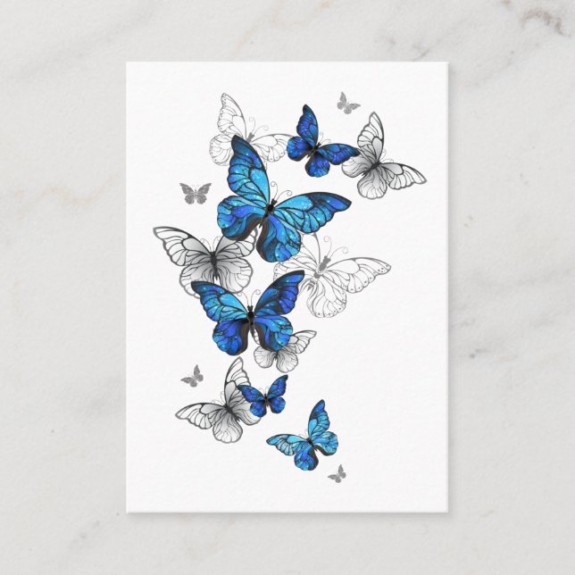 Blue Flying Butterflies Morpho Discount Card (Front)