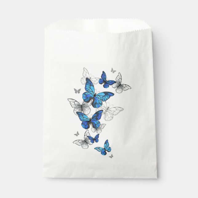 Blue Flying Butterflies Morpho Favour Bags (Front)