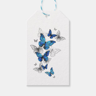 Blue Flying Butterflies Morpho Gift Tags