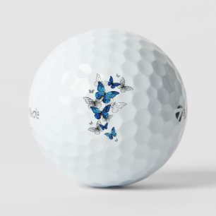 Blue Flying Butterflies Morpho Golf Balls