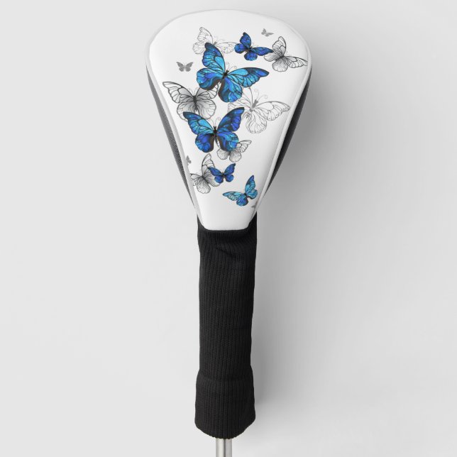 Blue Flying Butterflies Morpho Golf Head Cover (Front)