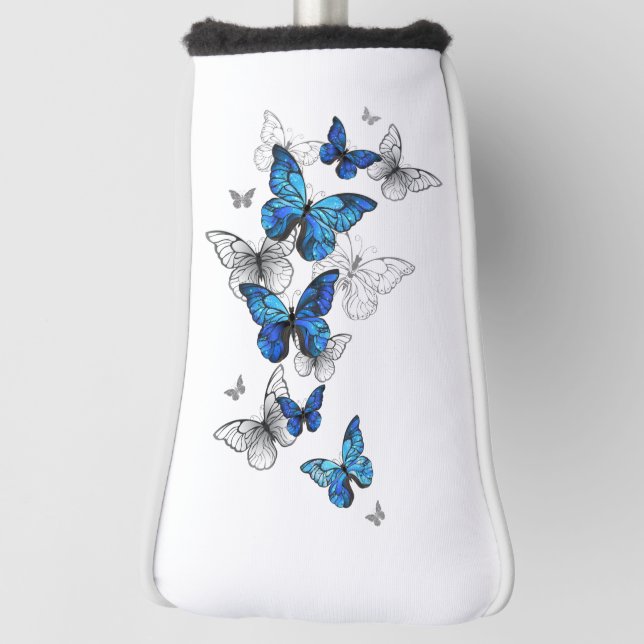Blue Flying Butterflies Morpho Golf Head Cover (Rotate 90)