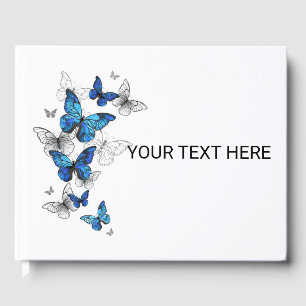 Blue Flying Butterflies Morpho Guest Book
