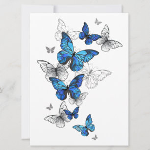 Blue Flying Butterflies Morpho Invitation