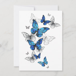 Blue Flying Butterflies Morpho Invitation