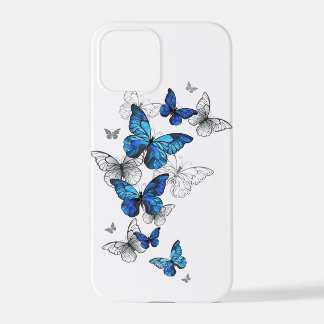 Blue Flying Butterflies Morpho iPhone Case (Back)