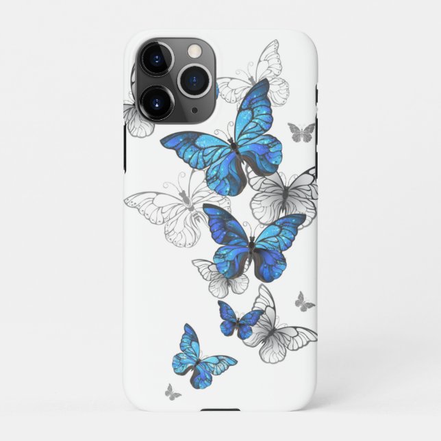 Blue Flying Butterflies Morpho iPhone Case (Back)
