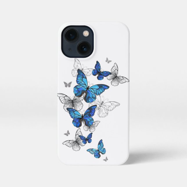 Blue Flying Butterflies Morpho iPhone Case (Back)