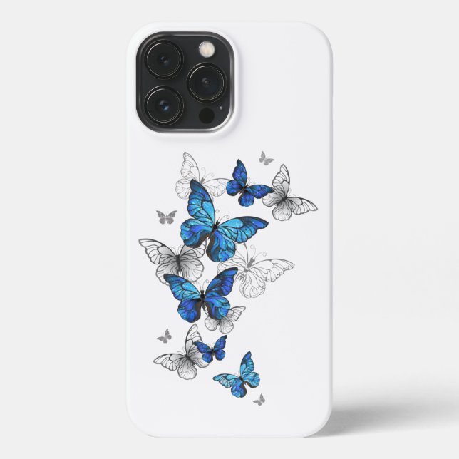 Blue Flying Butterflies Morpho iPhone Case (Back)