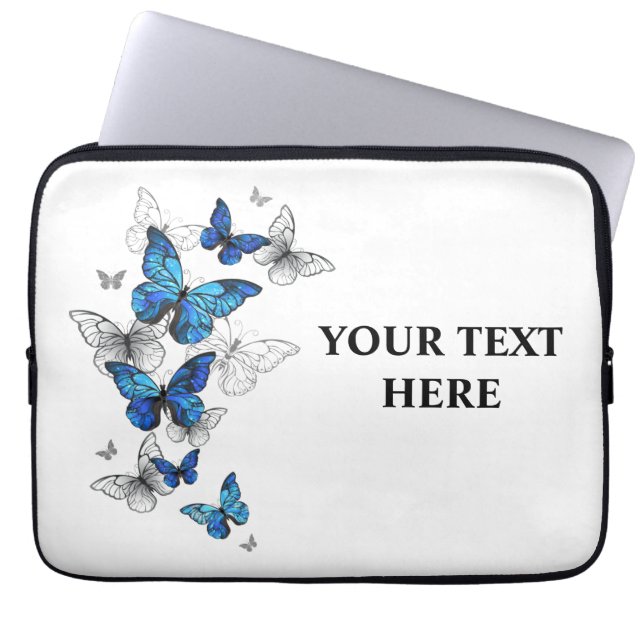 Blue Flying Butterflies Morpho Laptop Sleeve (Front)
