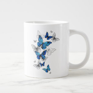 Blue Flying Butterflies Morpho Large Coffee Mug