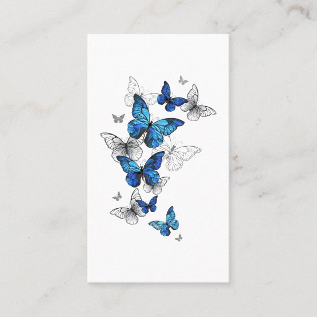 Blue Flying Butterflies Morpho Loyalty Card (Front)