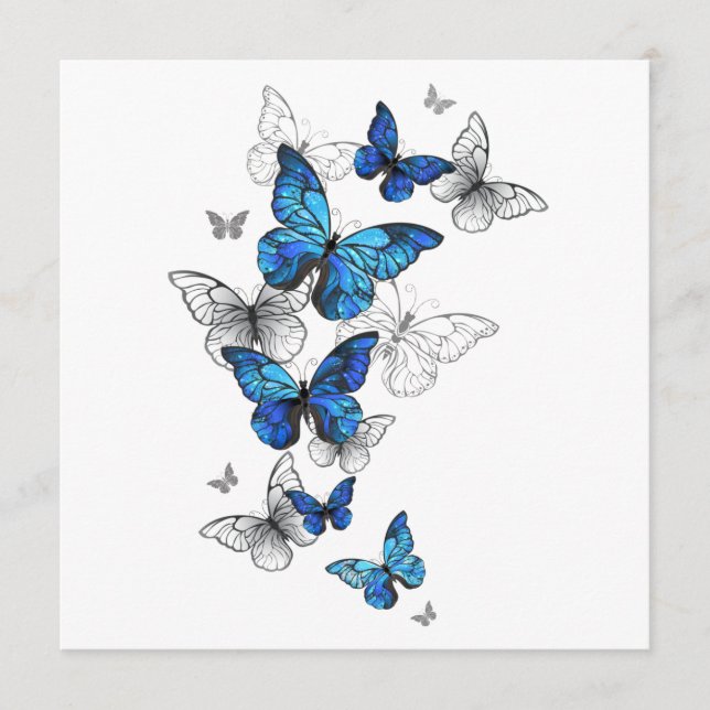 Blue Flying Butterflies Morpho Menu (Front)