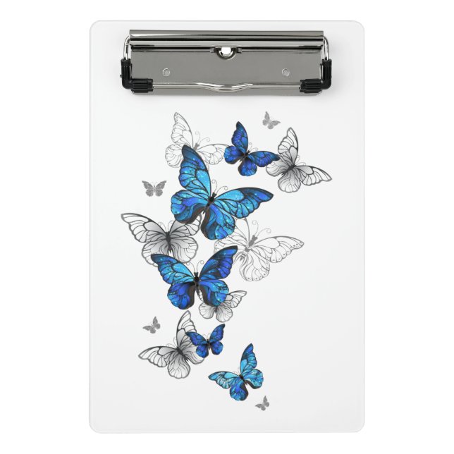 Blue Flying Butterflies Morpho Mini Clipboard (Front)
