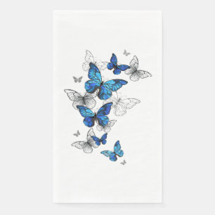 Blue Flying Butterflies Morpho Napkin