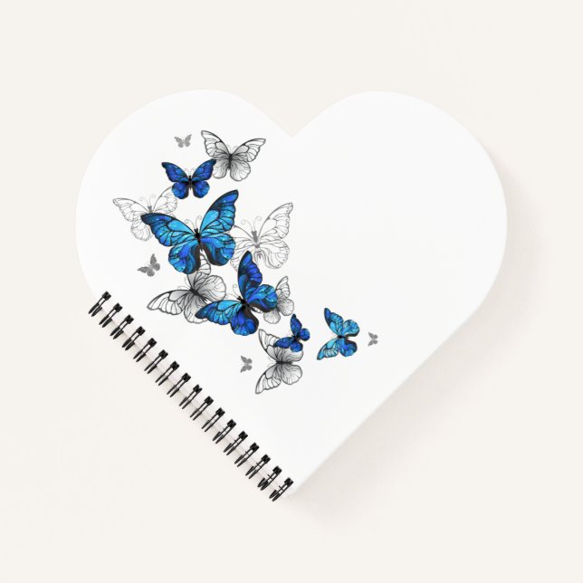 Blue Flying Butterflies Morpho Notebook (Front)