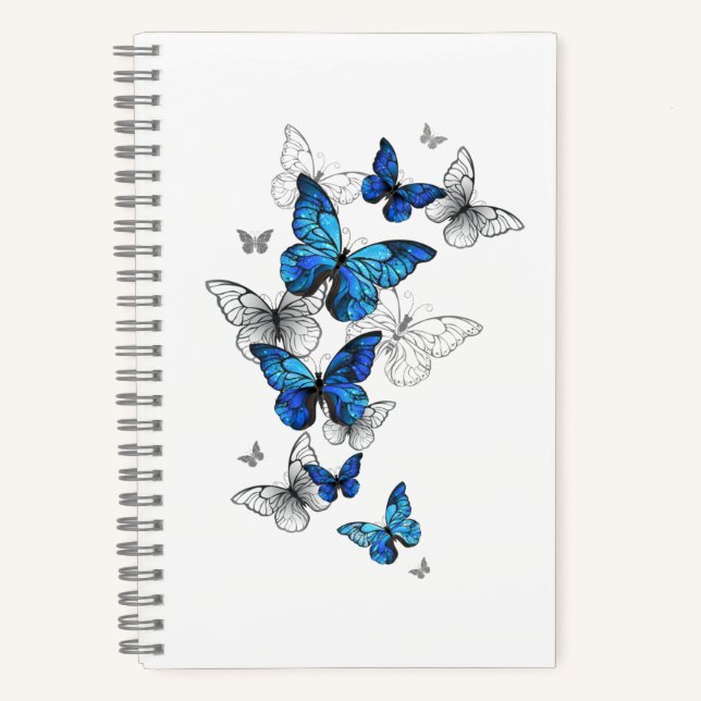 Blue Flying Butterflies Morpho Notebook (Front)