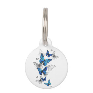 Blue Flying Butterflies Morpho Pet Tag