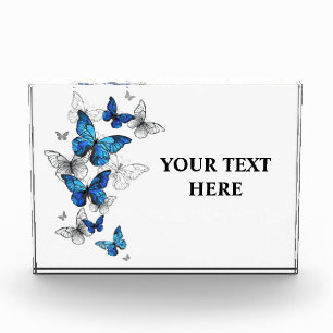Blue Flying Butterflies Morpho Photo Block