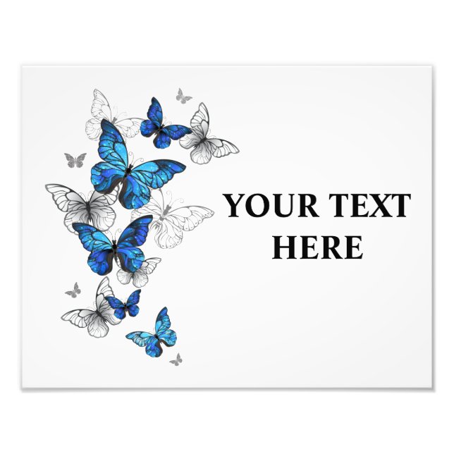 Blue Flying Butterflies Morpho Photo Print (Front)