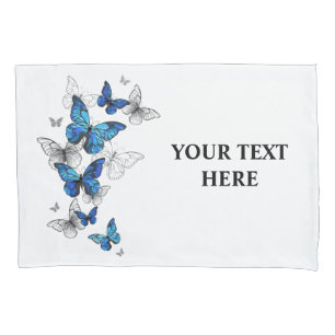 Blue Flying Butterflies Morpho Pillowcase