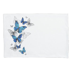 Blue Flying Butterflies Morpho Pillowcase
