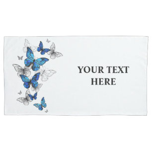 Blue Flying Butterflies Morpho Pillowcase