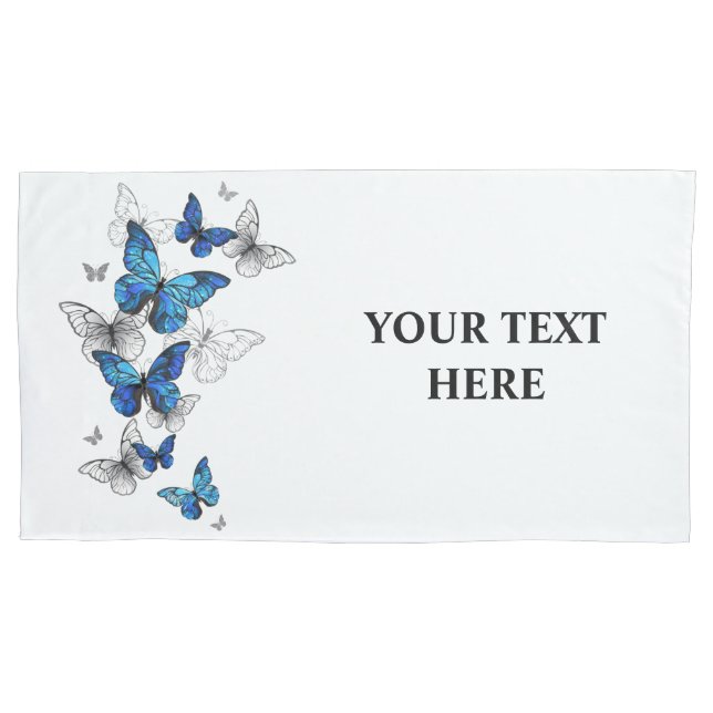 Blue Flying Butterflies Morpho Pillowcase (Front-Left)
