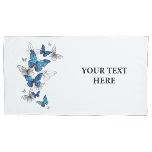 Blue Flying Butterflies Morpho Pillowcase
