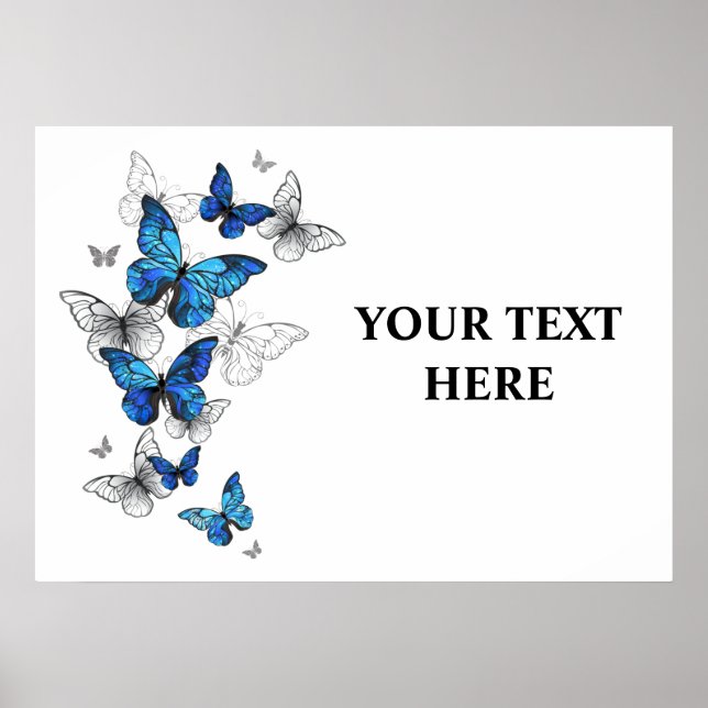 Blue Flying Butterflies Morpho Poster (Front)