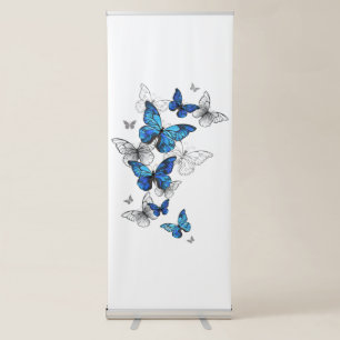 Blue Flying Butterflies Morpho Retractable Banner