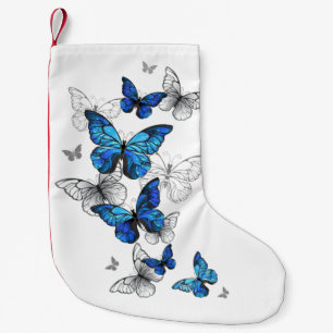 Blue Flying Butterflies Morpho Small Christmas Stocking