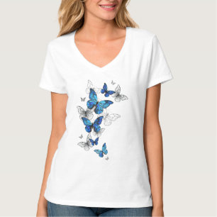 Blue Flying Butterflies Morpho T-Shirt