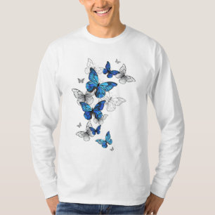Blue Flying Butterflies Morpho T-Shirt