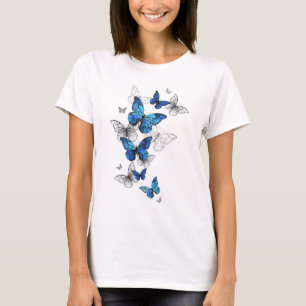 Blue Flying Butterflies Morpho T-Shirt