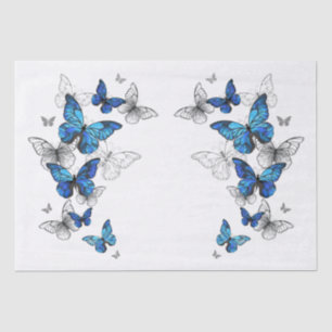 Blue Flying Butterflies Morpho Tissue Paper